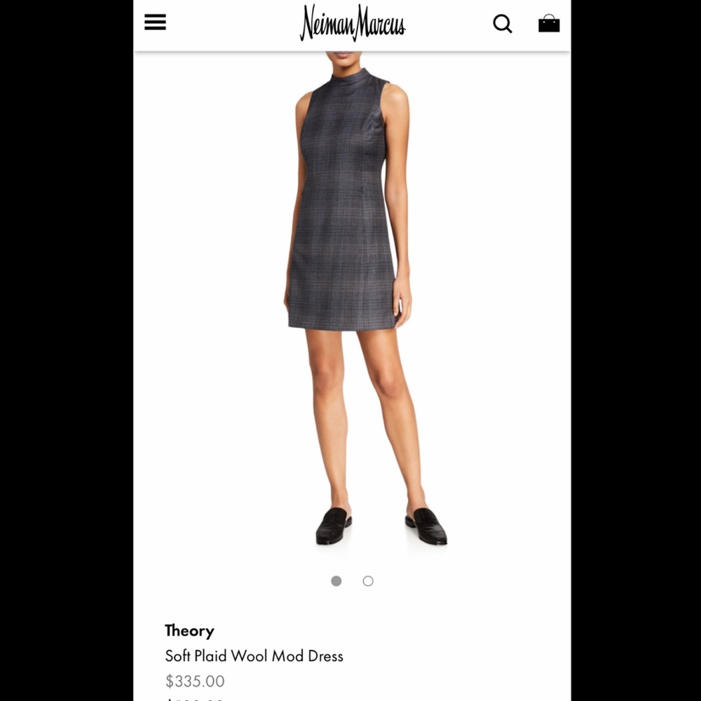 Theory zip back mod dress soft plaid size 8